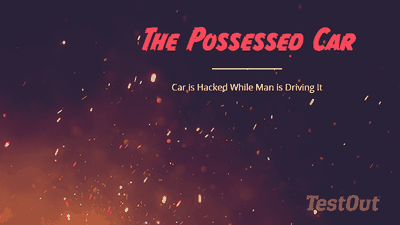 Animated title card "The Possessed Car" with glowing embers over a dark background